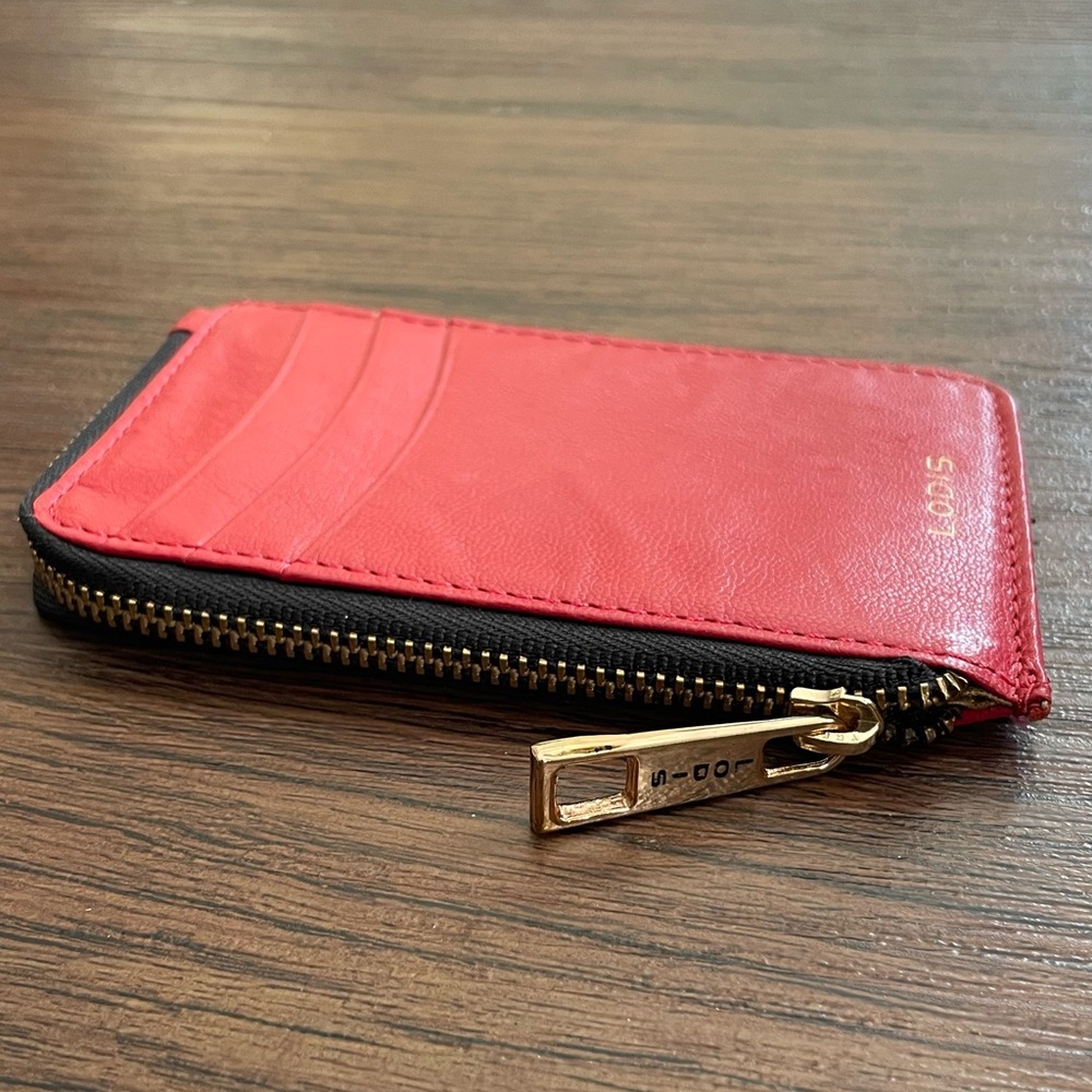 Lodis Women’s Catalina Card Case Wallet Red Genuine Leather - Picture 3 of 11